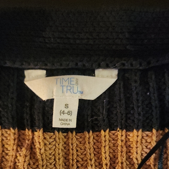 Navy and Tan Striped Cardigan Sweater - Picture 2 of 7